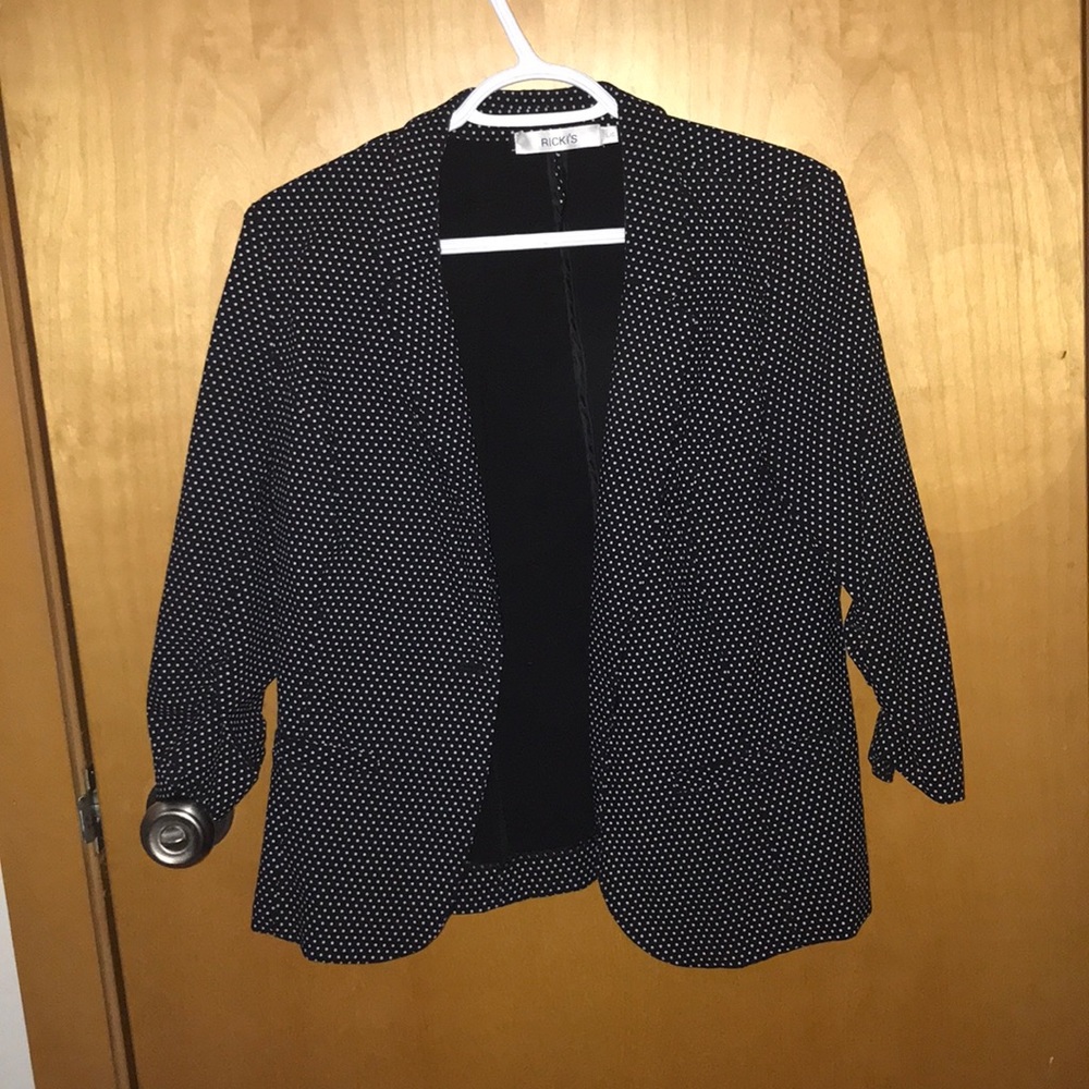 Polka dot black and white blazer